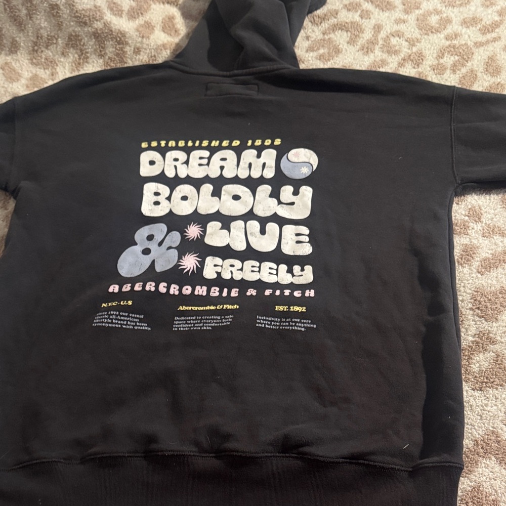 Abercrombie & Fitch Black Hoodie with Graphic Text
